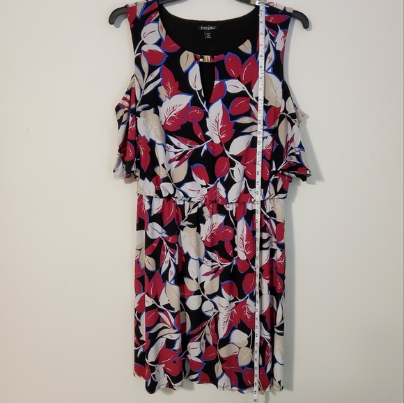 ROZ & ALLI WOMAN 2X FLORAL PRINT SHIFT DRESS COLD SHOULDER SCOOP NECK - Picture 2 of 9